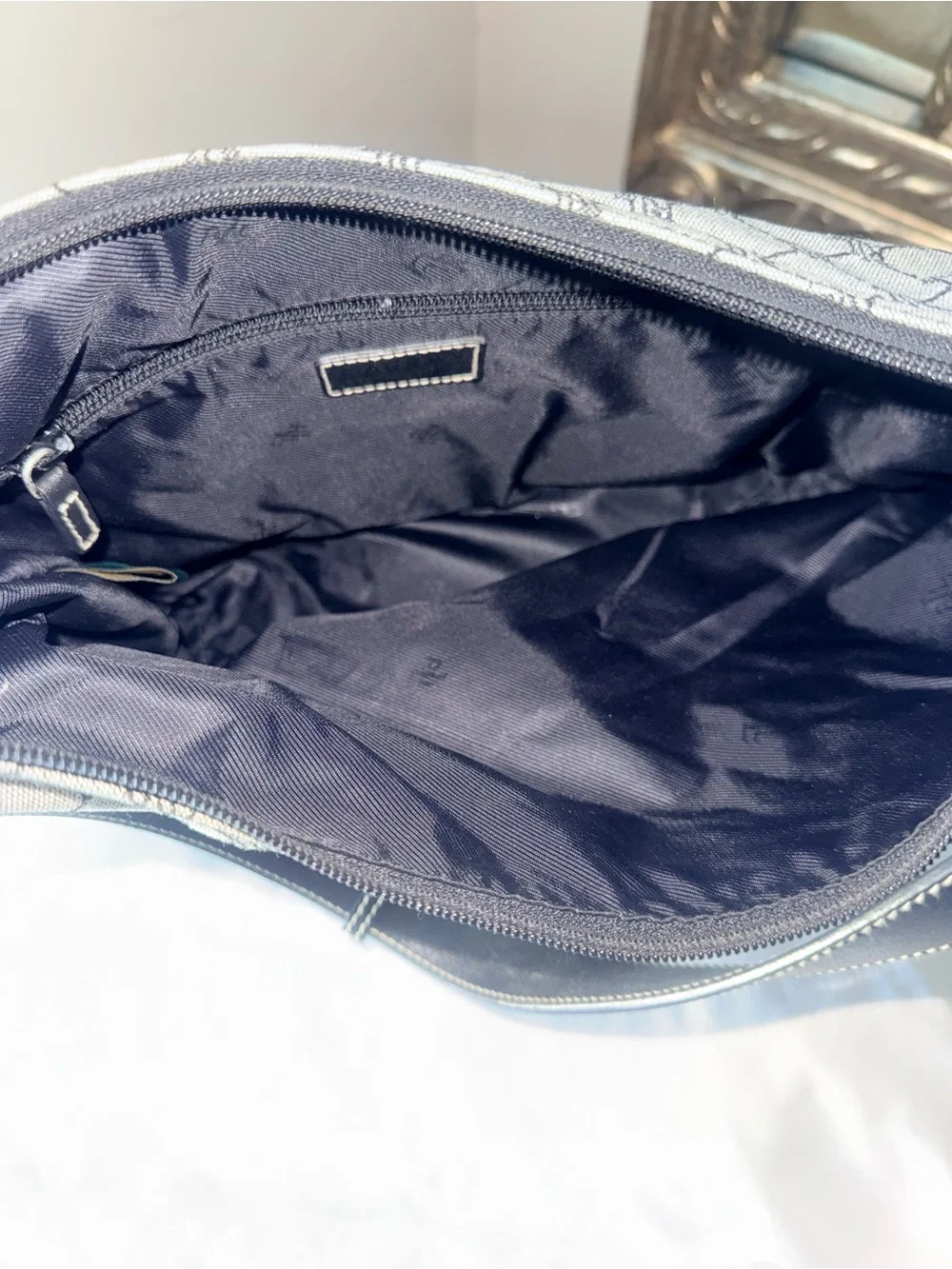 Vintage Lauren Ralph Lauren Gray Monogram Hobo Shoulder Bag
